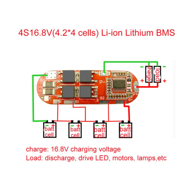 BMS 25A 3S 12.6V 4S 16.8V 5S 21V 18650 Li-ion Lithium Battery Protection Circuit Charging Board Module PCM Polymer Lipo Cell PCB