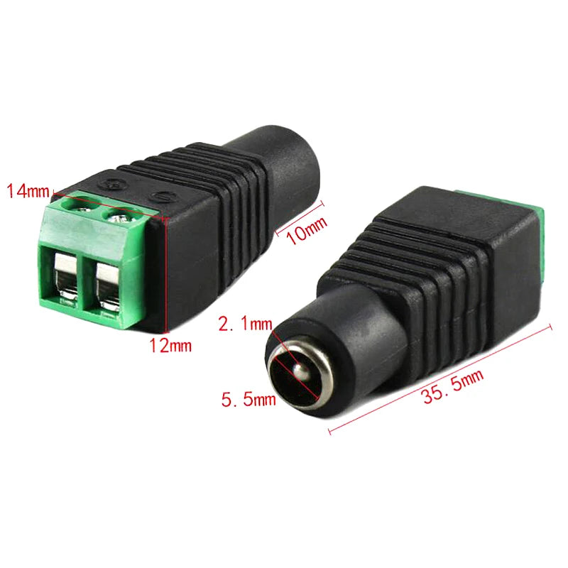 10PCS/LOT DC Connector Power Jack Plug Adapter 5 Pairs 12V 5A Male+Female 2.1 X 5.5MM Power Connector for CCTV Camera Led Strip