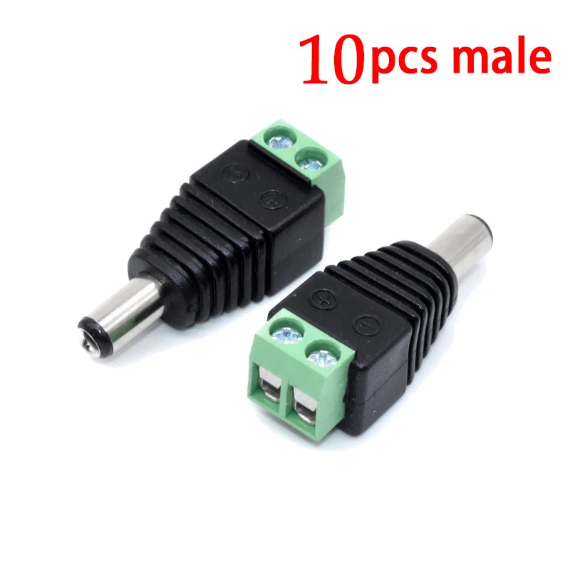 10PCS/LOT DC Connector Power Jack Plug Adapter 5 Pairs 12V 5A Male+Female 2.1 X 5.5MM Power Connector for CCTV Camera Led Strip