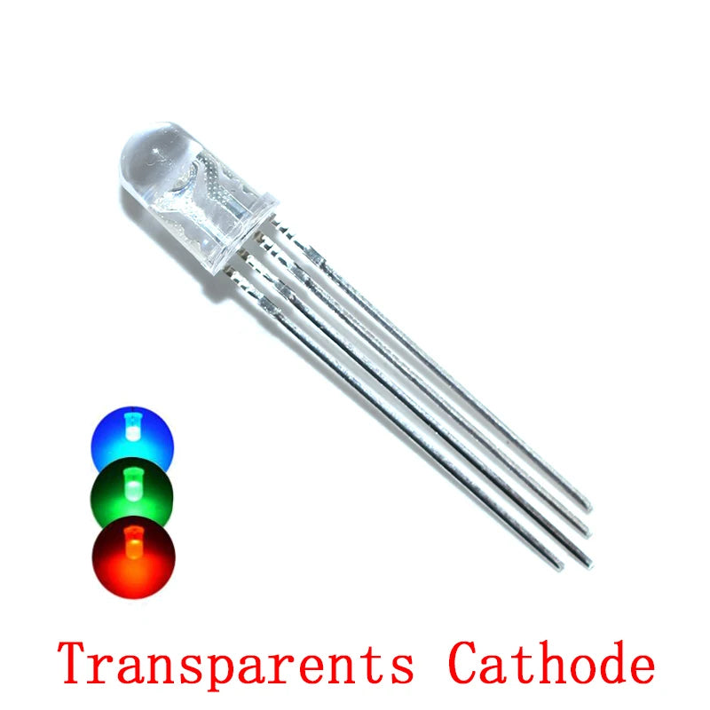 20pcs 5mm RGB LED Common Cathode / Common Anode Tri-Color Emitting Diodes f5 RGB Diffused / Transparent Highlight for arduino