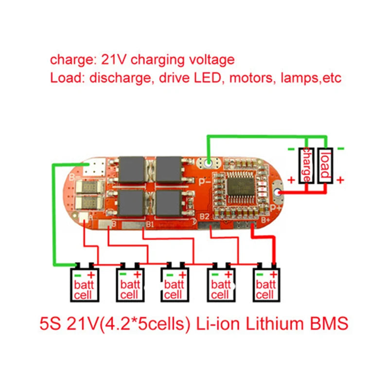 BMS 25A 3S 12.6V 4S 16.8V 5S 21V 18650 Li-ion Lithium Battery Protection Circuit Charging Board Module PCM Polymer Lipo Cell PCB