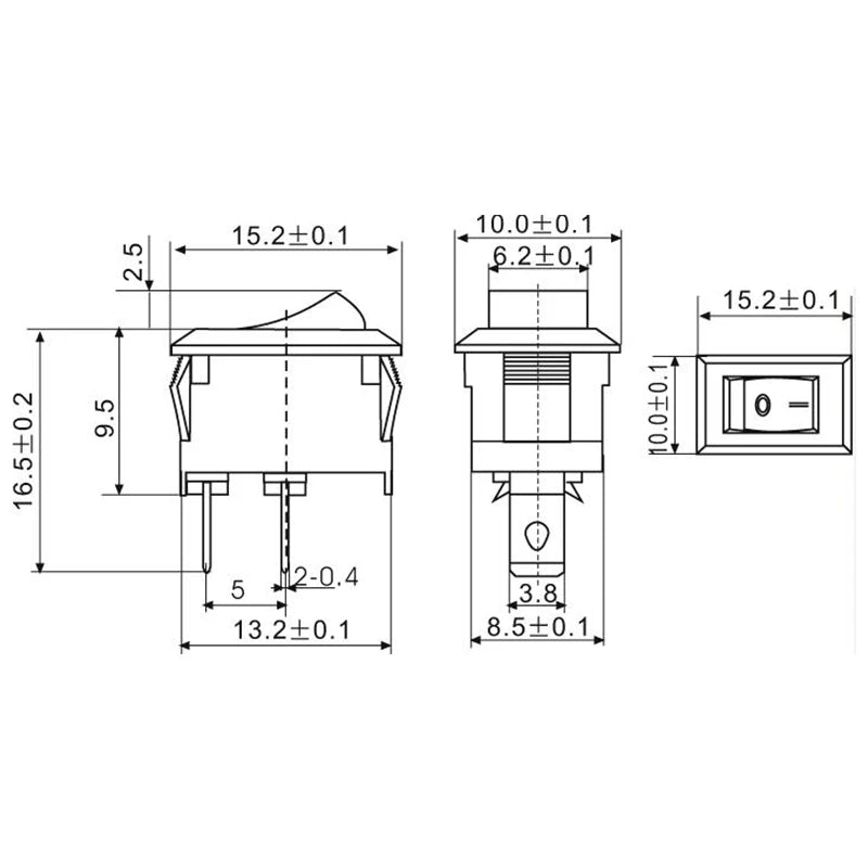 10pcs/lot 10*15mm SPST 2PIN ON/OFF G130 Boat Rocker Switch KCD11 3A/250V Car Dash Dashboard Truck RV ATV Home