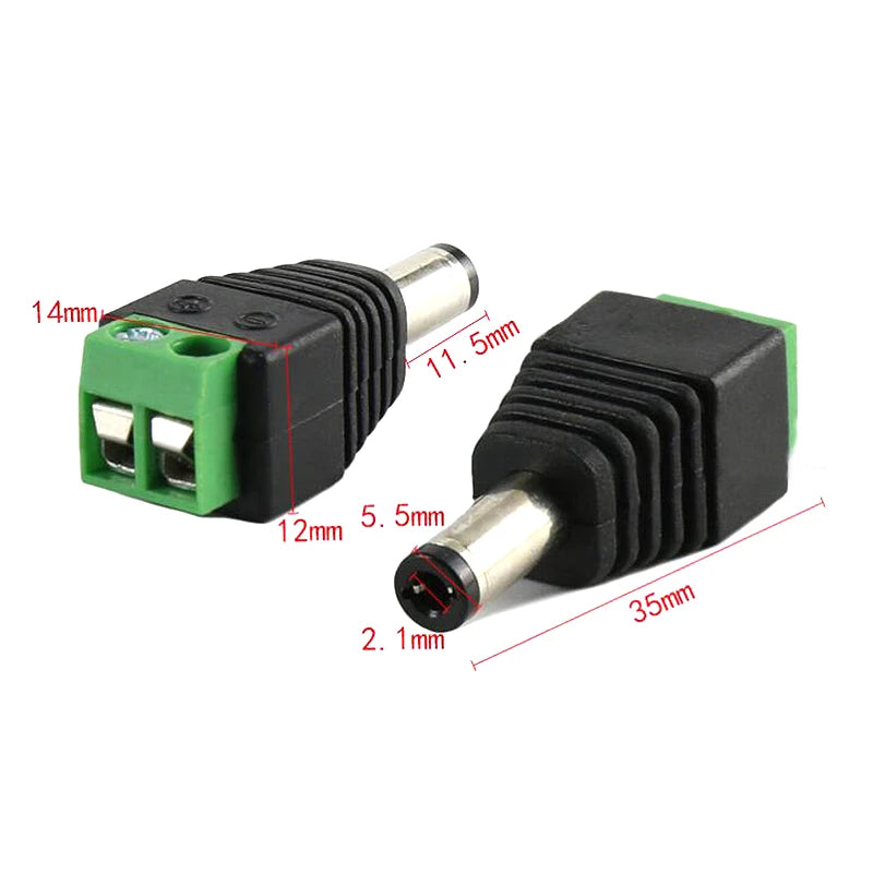 10PCS/LOT DC Connector Power Jack Plug Adapter 5 Pairs 12V 5A Male+Female 2.1 X 5.5MM Power Connector for CCTV Camera Led Strip