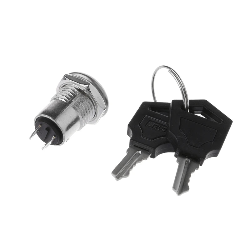 12mm Stainless Steel Electronic Key Switch ON OFF Lock Switch Phone Lock Security Power Switch 12*21mm S1203 2PIN 2 Keys