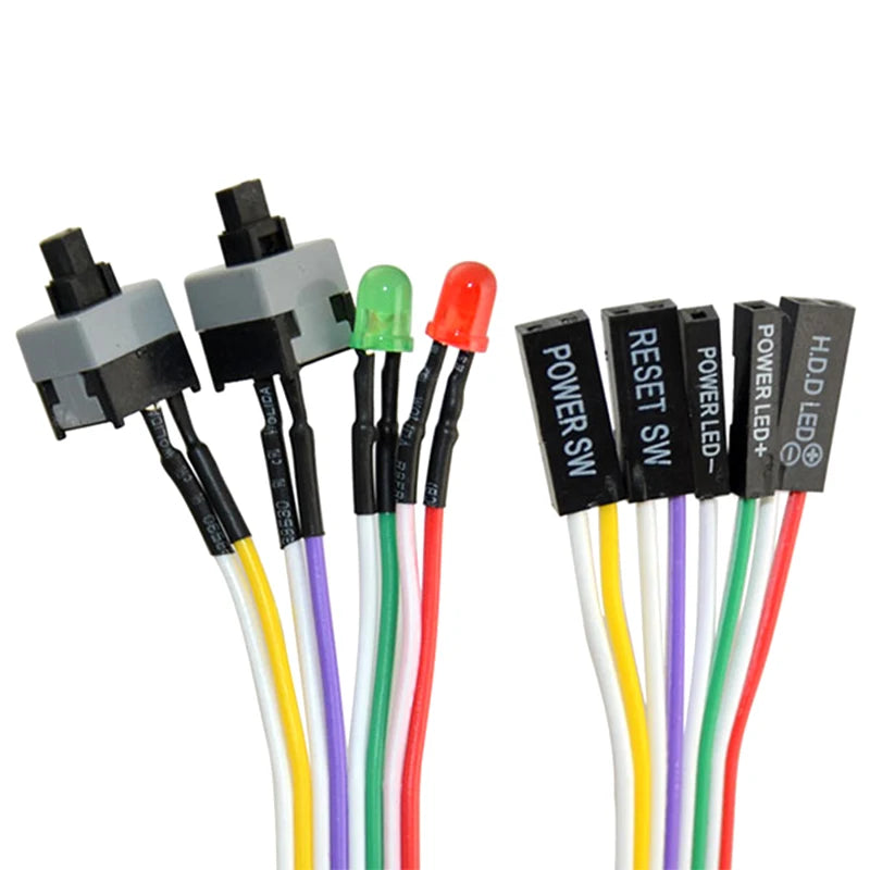 1PCS 65CM Slim PC Compute Motherboard Power Cable Original On Off Reset with LED Light PC Power Reset Switch Push Button Switch