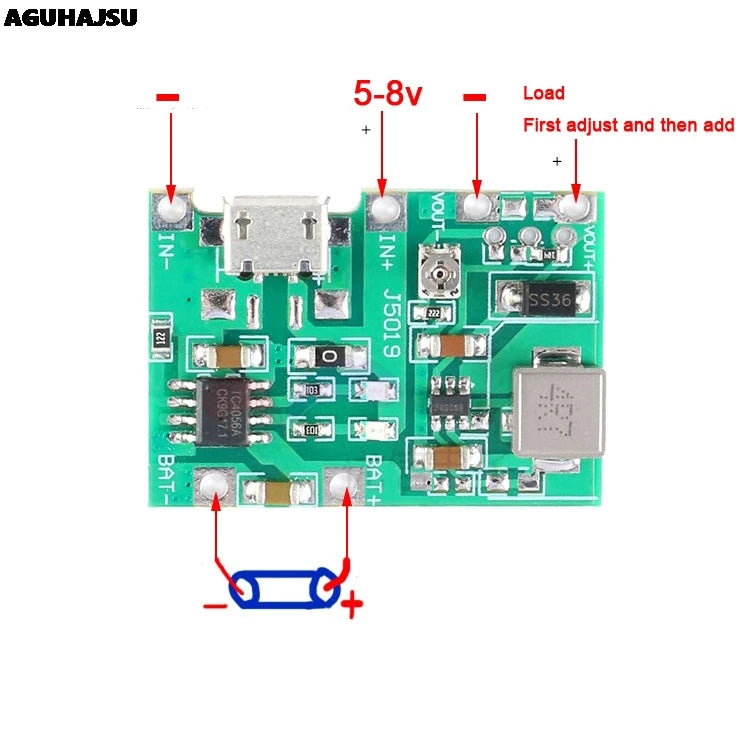 3.7V 9V 5V 2A Adjustable Step Up 18650 Lithium Battery Charging Discharge Integrated Module
