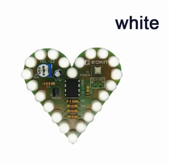 DIY Kit Heart Shape Breathing Lamp Kit DC 4V-6V Breathing LED Suite Red White Blue Green DIY Electronic Production for Learning