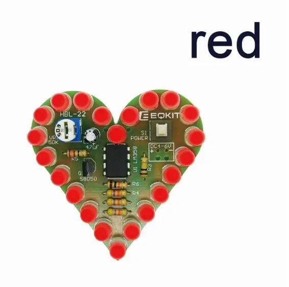DIY Kit Heart Shape Breathing Lamp Kit DC 4V-6V Breathing LED Suite Red White Blue Green DIY Electronic Production for Learning