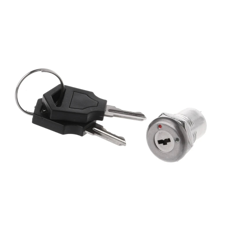12mm Stainless Steel Electronic Key Switch ON OFF Lock Switch Phone Lock Security Power Switch 12*21mm S1203 2PIN 2 Keys
