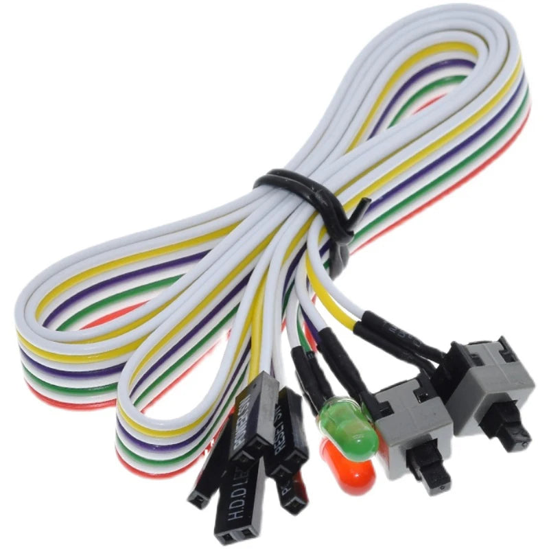 1PCS 65CM Slim PC Compute Motherboard Power Cable Original On Off Reset with LED Light PC Power Reset Switch Push Button Switch