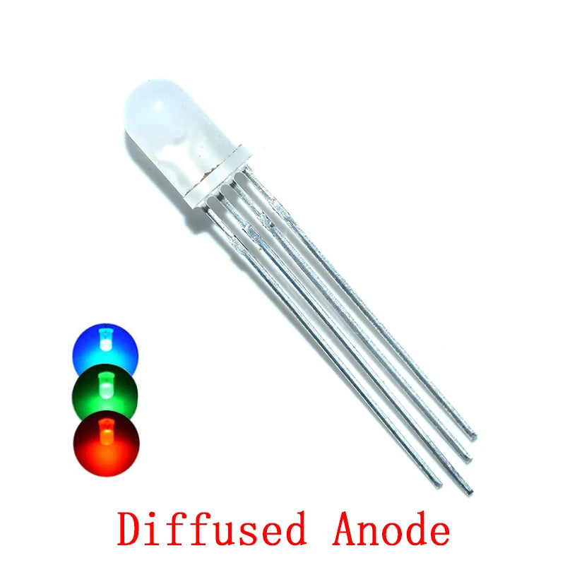20pcs 5mm RGB LED Common Cathode / Common Anode Tri-Color Emitting Diodes f5 RGB Diffused / Transparent Highlight for arduino