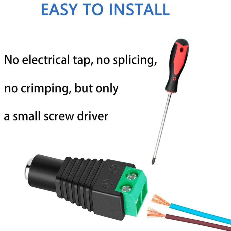 10PCS/LOT DC Connector Power Jack Plug Adapter 5 Pairs 12V 5A Male+Female 2.1 X 5.5MM Power Connector for CCTV Camera Led Strip