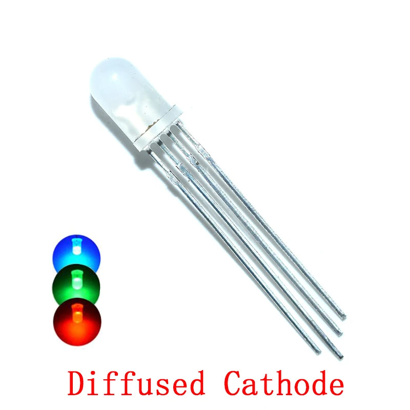 20pcs 5mm RGB LED Common Cathode / Common Anode Tri-Color Emitting Diodes f5 RGB Diffused / Transparent Highlight for arduino