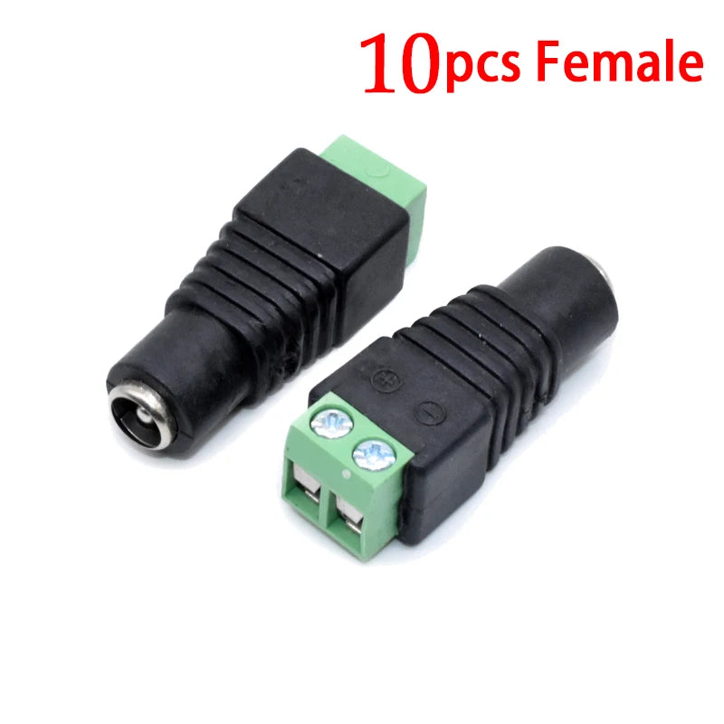 10PCS/LOT DC Connector Power Jack Plug Adapter 5 Pairs 12V 5A Male+Female 2.1 X 5.5MM Power Connector for CCTV Camera Led Strip