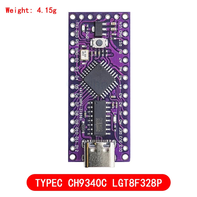 LGT8F328P-LQFP32 MiniEVB TYPE-C MICRO USB Compatible With ATMEGA328 Nano V3.0 LGT8F328P CH9340C / HT42B534-1 SOP16 For Arduino