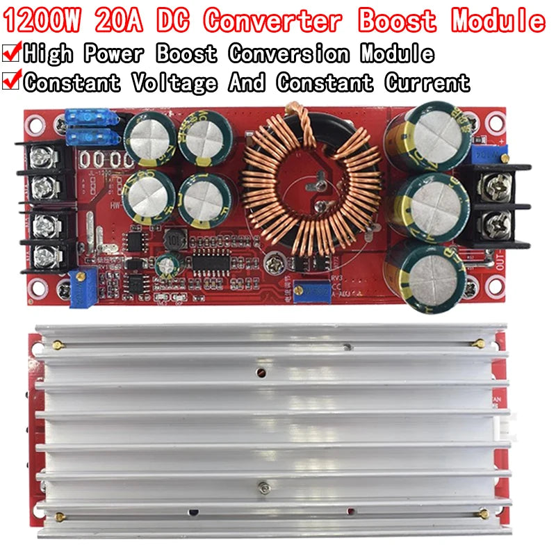 1200W 20A DC Converter Boost Step-up Power Supply Module IN 8-60V OUT 12-83V