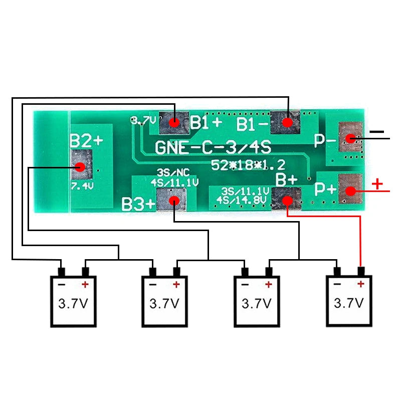 4S 8A Polymer Li-ion Lithium Battery Charger Protection Board For 4 Serial 4pcs 3.7 Li-ion Charging Protect Module BMS