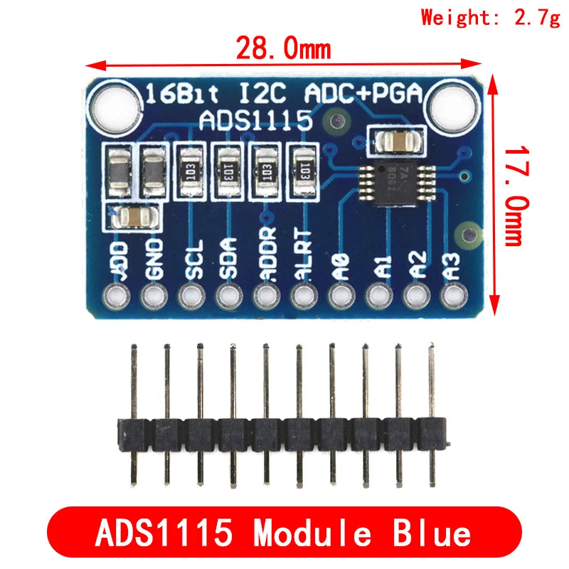 16 Bit I2C ADS1115 ADS1015 Module ADC 4 channel with Pro Gain Amplifier 2.0V to 5.5V for Arduino RPi