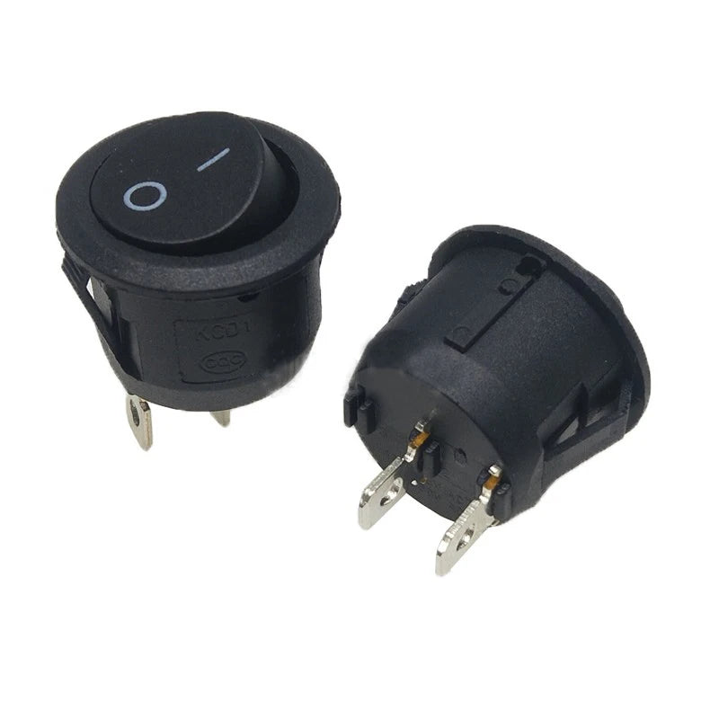 10Pcs Red Black White 20MM ON/OFF Round Rocker Toggle Switch 6A/250VAC 10A 125VAC Plastic Push Button Switch KCD1-105