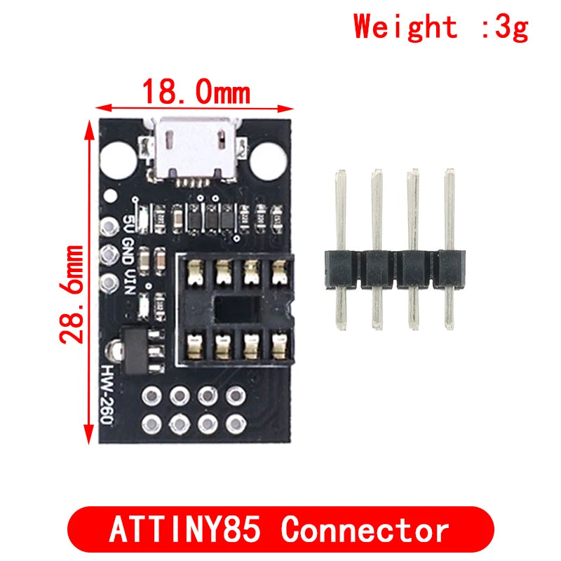 Pluggable Development Board For ATtiny13A/ATtiny25/ATtiny45/ATtiny85 Programming Editor Micro Usb Power Connector