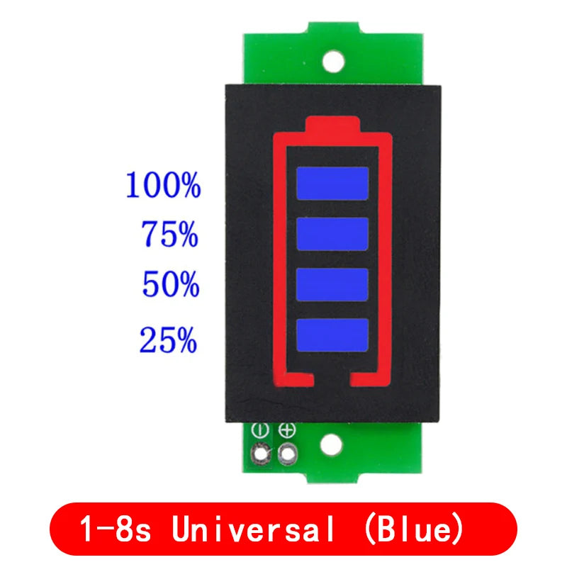 1/2/3/4/5/6/7/8S Lithium Battery Capacity Indicator Module Blue Green Display Electric Vehicle Battery Power Tester 3.7V Li-ion