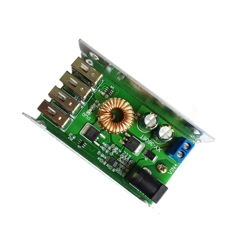 DC-DC 9V 12V 24V 36V To 5V Step Down Board 5A 4 USB Output Buck Converter Power Supply Module with Aluminum Shell For Phones