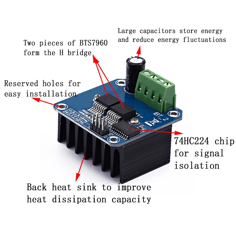 1pcs Double BTS7960 43A H-bridge High-power Motor Driver module/ diy smart car Current diagnostic for Arduino