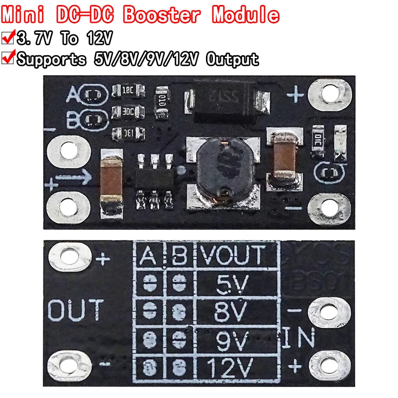 5PCS Mini DC-DC Boost Step Up Converter 3V 3.2V 3.3V 3.7V 5V 9V to 12V Voltage Regulator PCB Board Module can set 5V/ 8V/ 9V