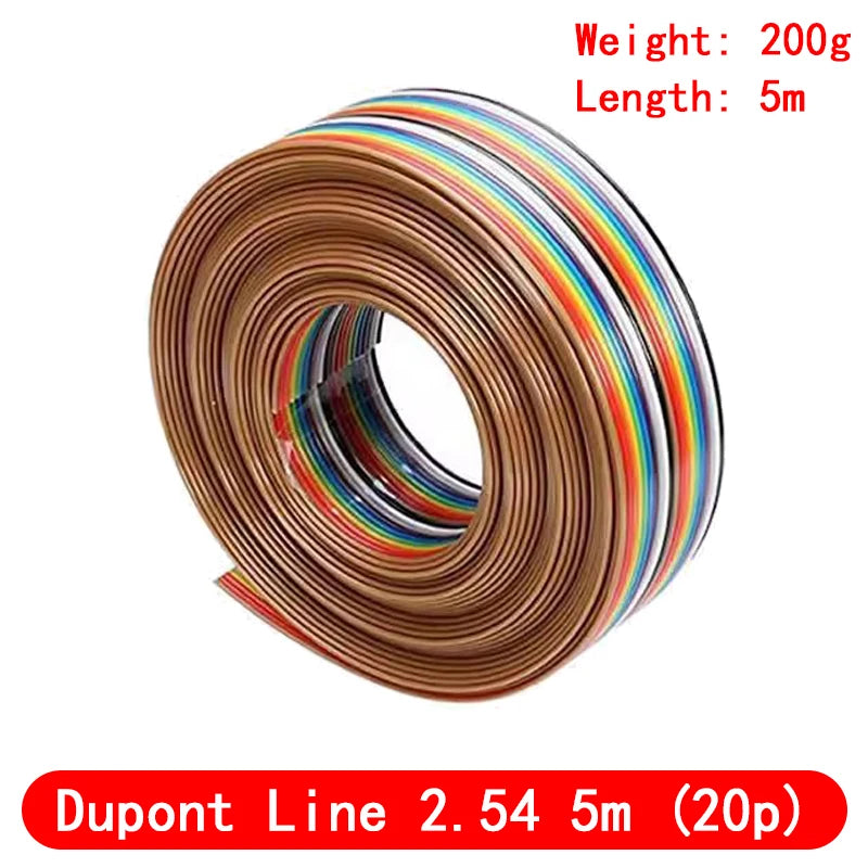 5Meter 10P/20P 2.54mm PITCH Color Flat Ribbon Cable Rainbow DuPont Wire for FC Dupont Connector