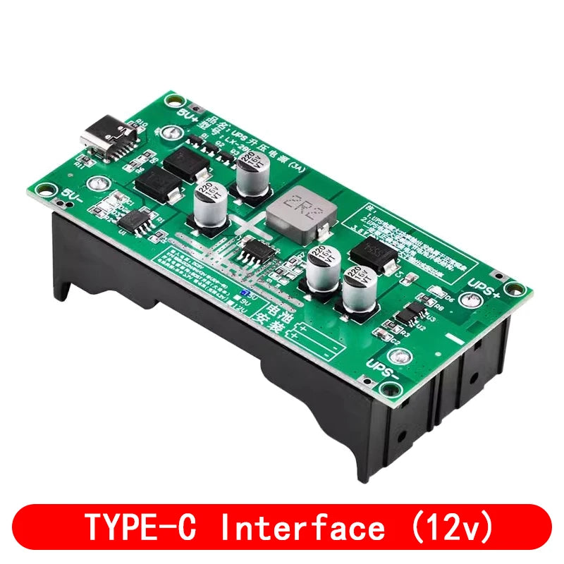 Type-C 15W 3A 18650 Lithium Battery Charger Module DC-DC Step Up Booster Fast Charge UPS Power Supply / Converter 5V 9V 12V
