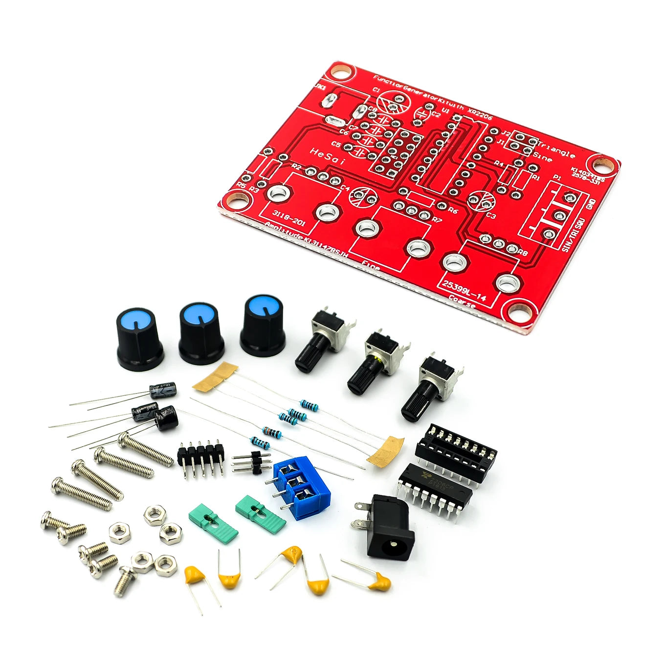 1Hz -1MHz XR2206 Function Signal Generator DIY Kit Sine/Triangle/Square Output Signal Generator Adjustable Frequency Amplitude