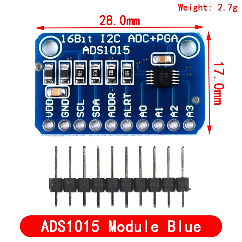 16 Bit I2C ADS1115 ADS1015 Module ADC 4 channel with Pro Gain Amplifier 2.0V to 5.5V for Arduino RPi