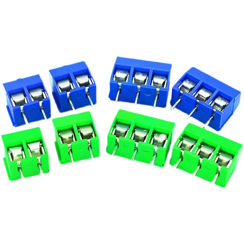 20pcs KF301-2P/KF301-3P/KF301-4P KF301-5.0-2P KF301-5.0-3P KF301-5.0-4P KF301 5.08mm Plug-in Screw Connector Blue/Green