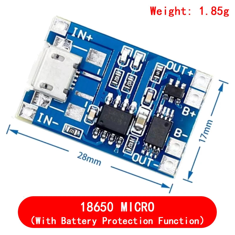 10pcs 5V 1A 18650 TP4056 Lithium Battery Charger Module Charging Board With Protection Dual Functions 1A Li-ion