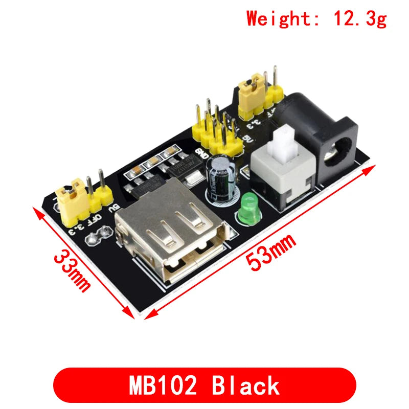 MB102 Breadboard Power Supply Module /MB102 white Breadboard Dedicated Power Module 2-way 3.3V 5V MB-102 Solderless Bread Board