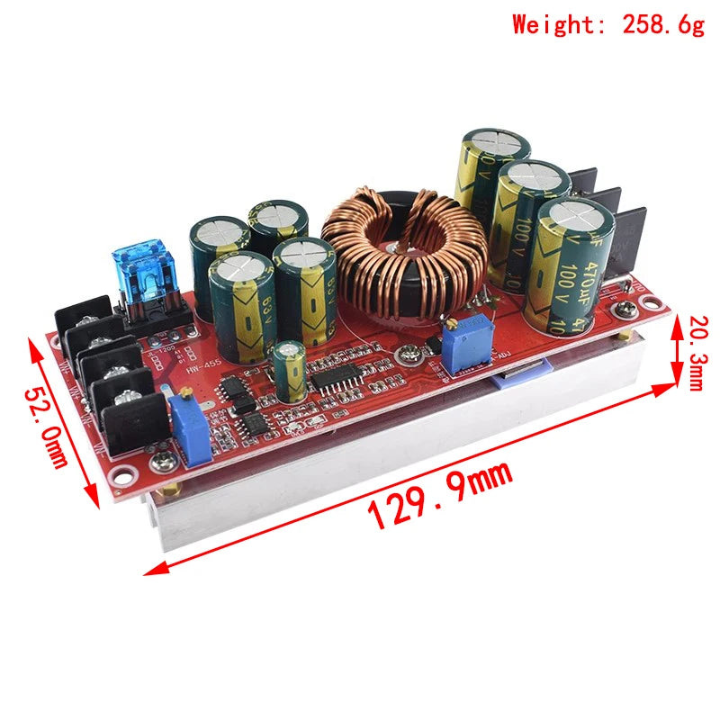 1200W 20A DC Converter Boost Step-up Power Supply Module IN 8-60V OUT 12-83V