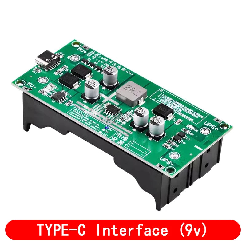 Type-C 15W 3A 18650 Lithium Battery Charger Module DC-DC Step Up Booster Fast Charge UPS Power Supply / Converter 5V 9V 12V