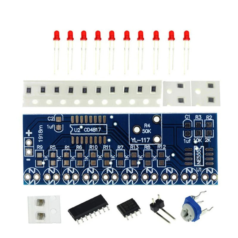 NE555+CD4017 Running LED Flow LED Light Electronic Production Suite DIY Kit