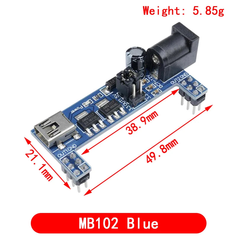 MB102 Breadboard Power Supply Module /MB102 white Breadboard Dedicated Power Module 2-way 3.3V 5V MB-102 Solderless Bread Board