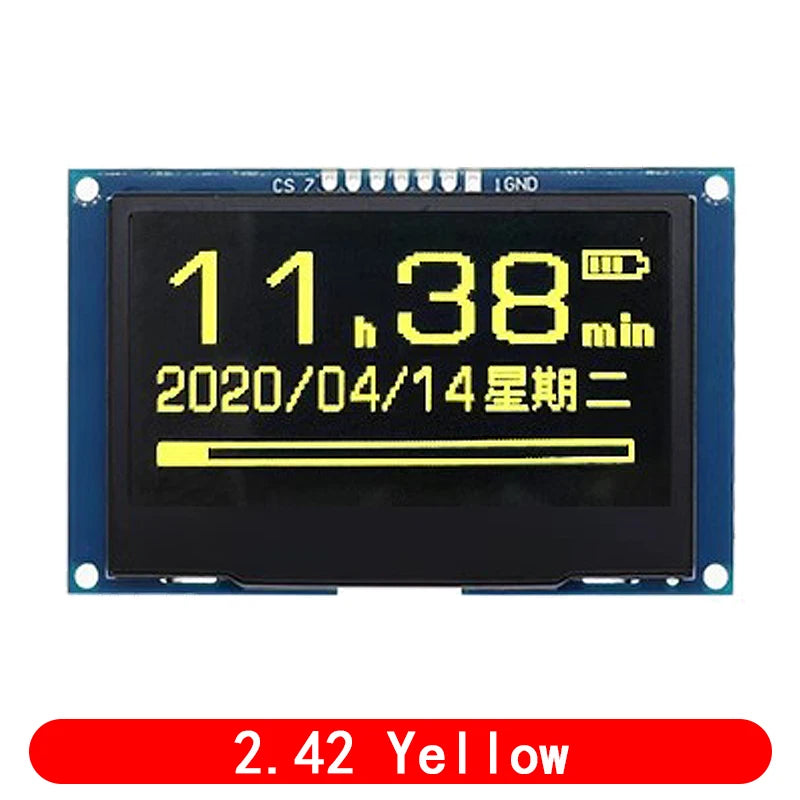 2.42 inch OLED Display Module 128x64 LCD HD Screen Module SSD1309 7 Pin SPI/IIC I2C Serial Interface for Arduino UNO R3