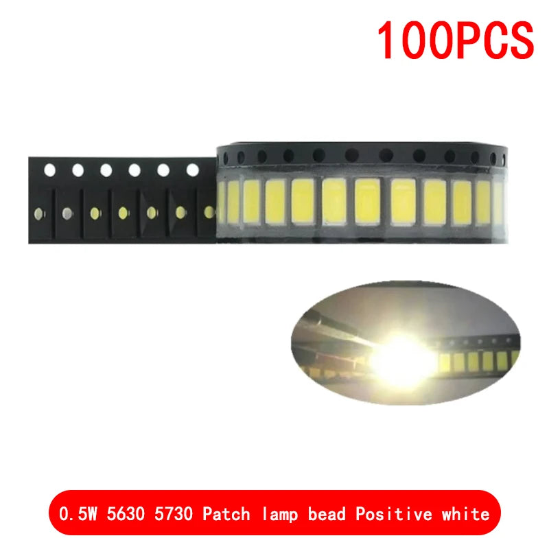 100pcs 5630/5730-CW/WW 0.5W-150Ma 50-55lm 6500K White Light SMD 5730 5630 LED 5730 diodes (3.2~3.4V)