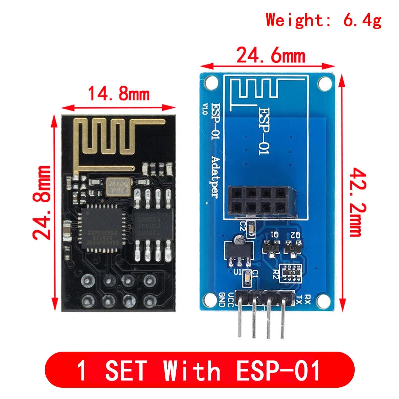ESP8266 ESP-01 ESP01 Serial Wireless WIFI Module For Arduino Transceiver Receiver Adapter Board Raspberry Pi UNO R3 One 3.3V 5V