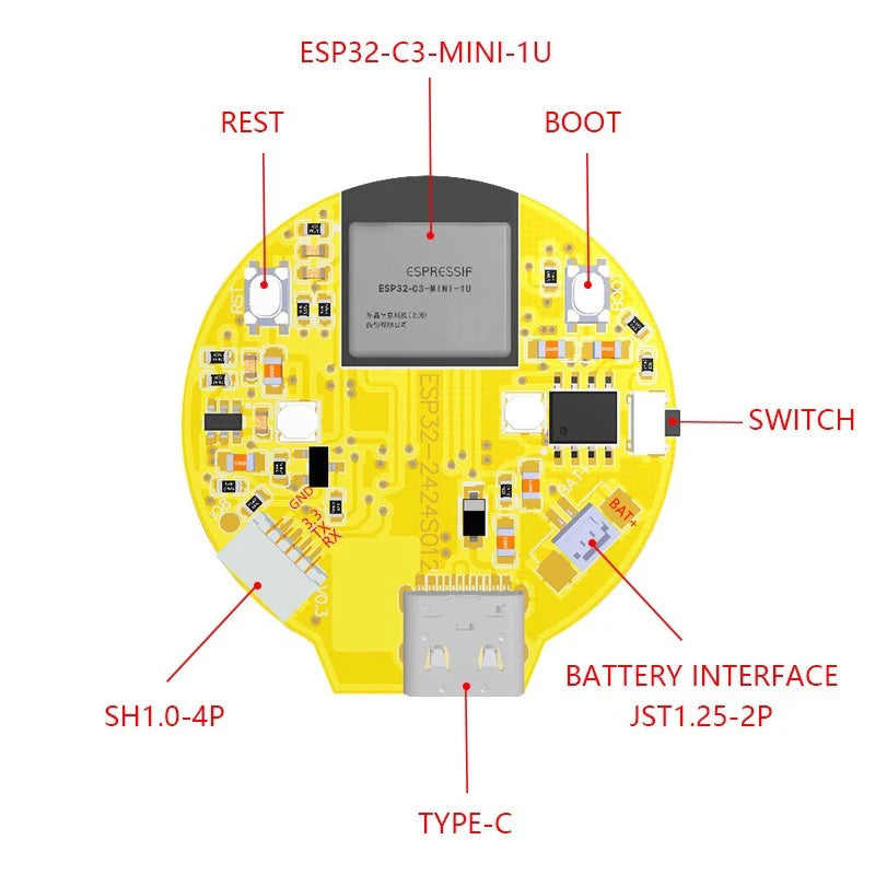 ESP32-C3 1.28 Inch Round Display GC9A01 IPS LCD Screen ESP32 WIFI Bluetooth Development Board Dual Core for Arduino LVGL