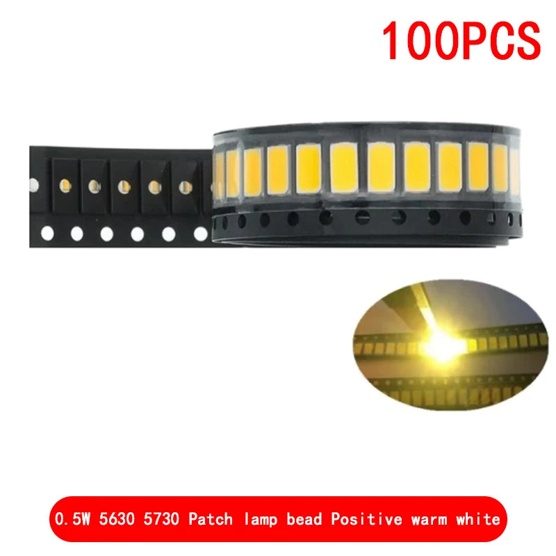 100pcs 5630/5730-CW/WW 0.5W-150Ma 50-55lm 6500K White Light SMD 5730 5630 LED 5730 diodes (3.2~3.4V)
