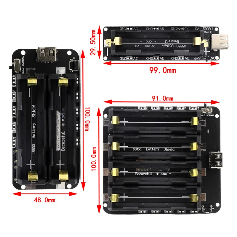 Two Voltage 18650 Lithium Battery Shield V8 Mobile Power Expansion Board Module 5V/3A 3V/1A Micro USB For Arduino ESP32 ESP8266