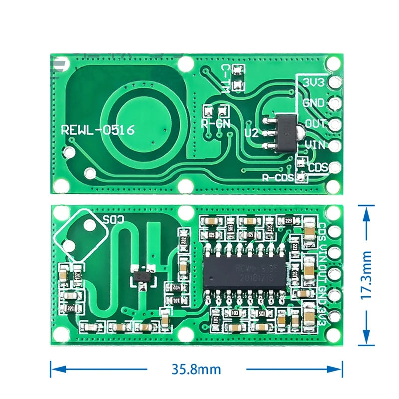 Motion Radar Sensor HW-MS03 2.4GHz to 5.8GHz Human Body Induction Switch RCWL-0516 Microwave Radar Sensor Module for Arduino Diy