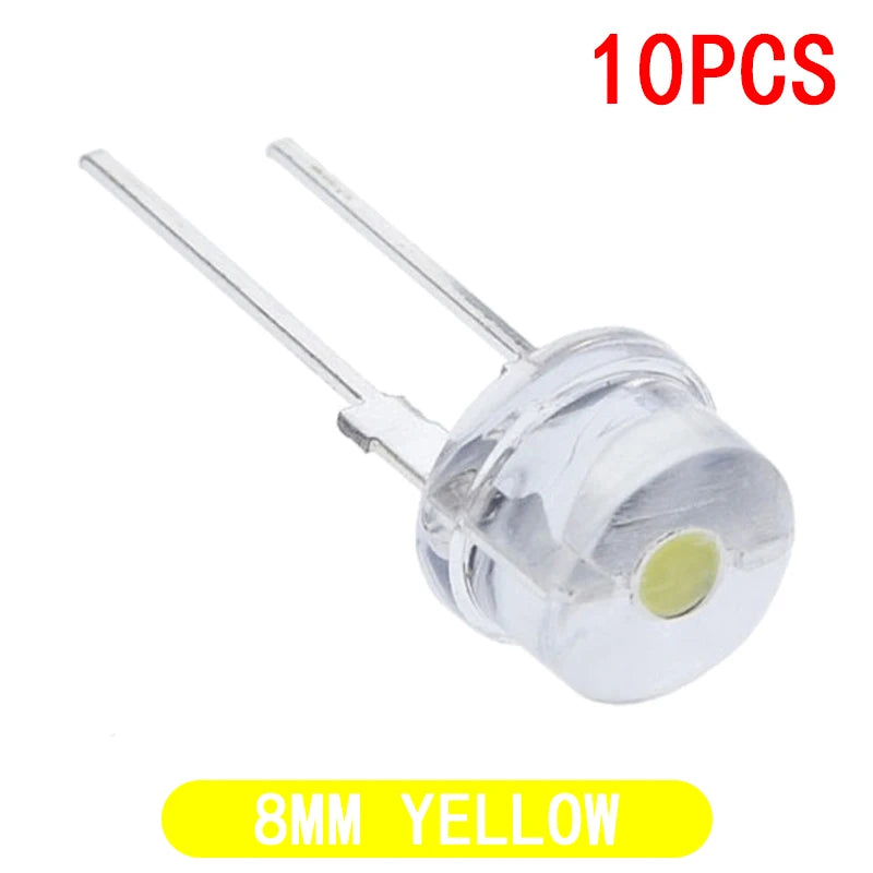 10PCS NEW F8 8mm 0.5W 3.0-3.2V Straw hat LED White Super bright LED lamp Wide Angle Transparent LED Lamp Strawhat LED