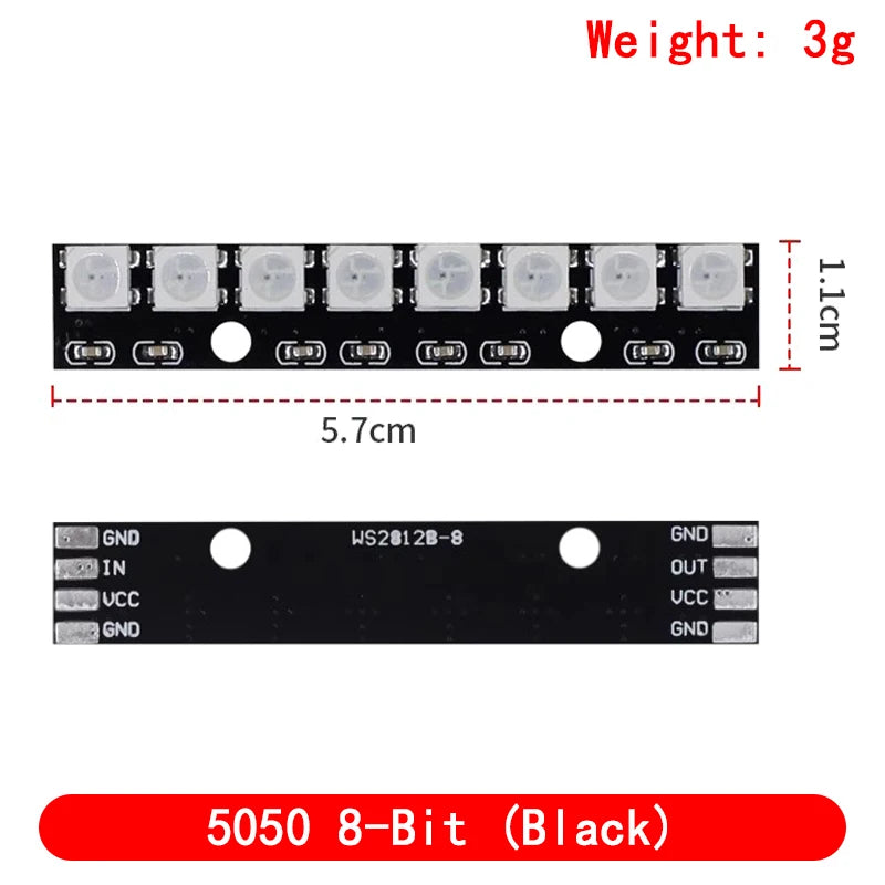 10pcs 8 channel WS2812 WS2812B WS 2811 5050 RGB LED Lamp Panel Module 5V 8-Bit Rainbow LED Precise