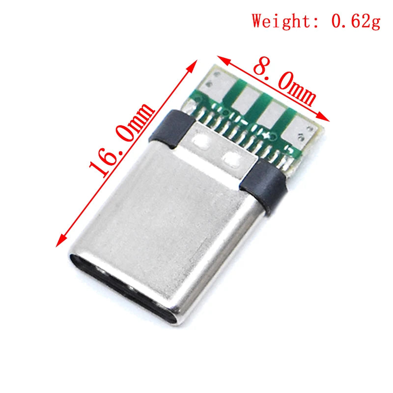10pcs USB 3.1 Type-C Connector 24 Pins Male / Female Socket Receptacle Adapter to Solder Wire & Cable 24 Pins Support PCB Board
