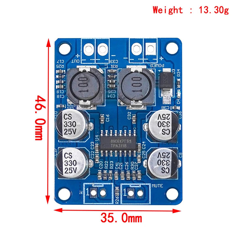 DC 8V-24V TPA3118 60W Mono Digital Audio Power Amplifier Board Amp Module For Arduino